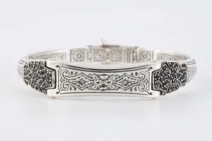 7.25" Konstantino 925 Silver Black Stone Bangle Bracelet (51.00g.)
