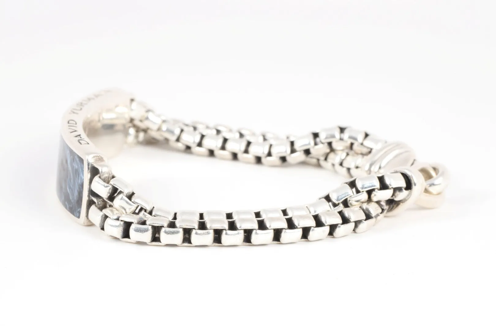 8.25" David Yurman 925 Silver Pietersite Stone Bar Station Bracelet (56.55g.)