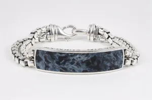 8.25" David Yurman 925 Silver Pietersite Stone Bar Station Bracelet (56.55g.)
