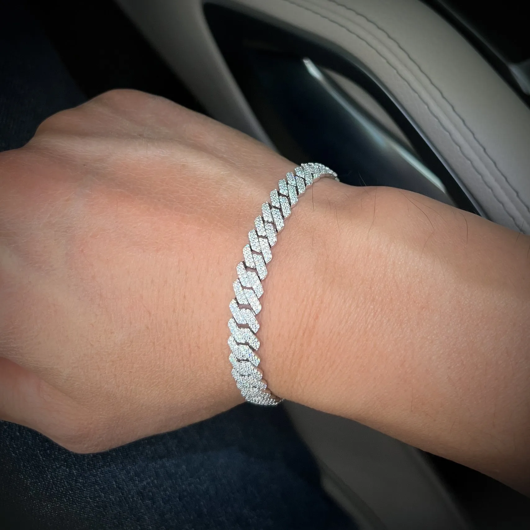 8MM VVS Moissanite Straight Edge Cuban Bracelet