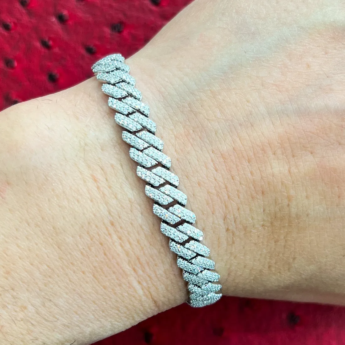 8MM VVS Moissanite Straight Edge Cuban Bracelet