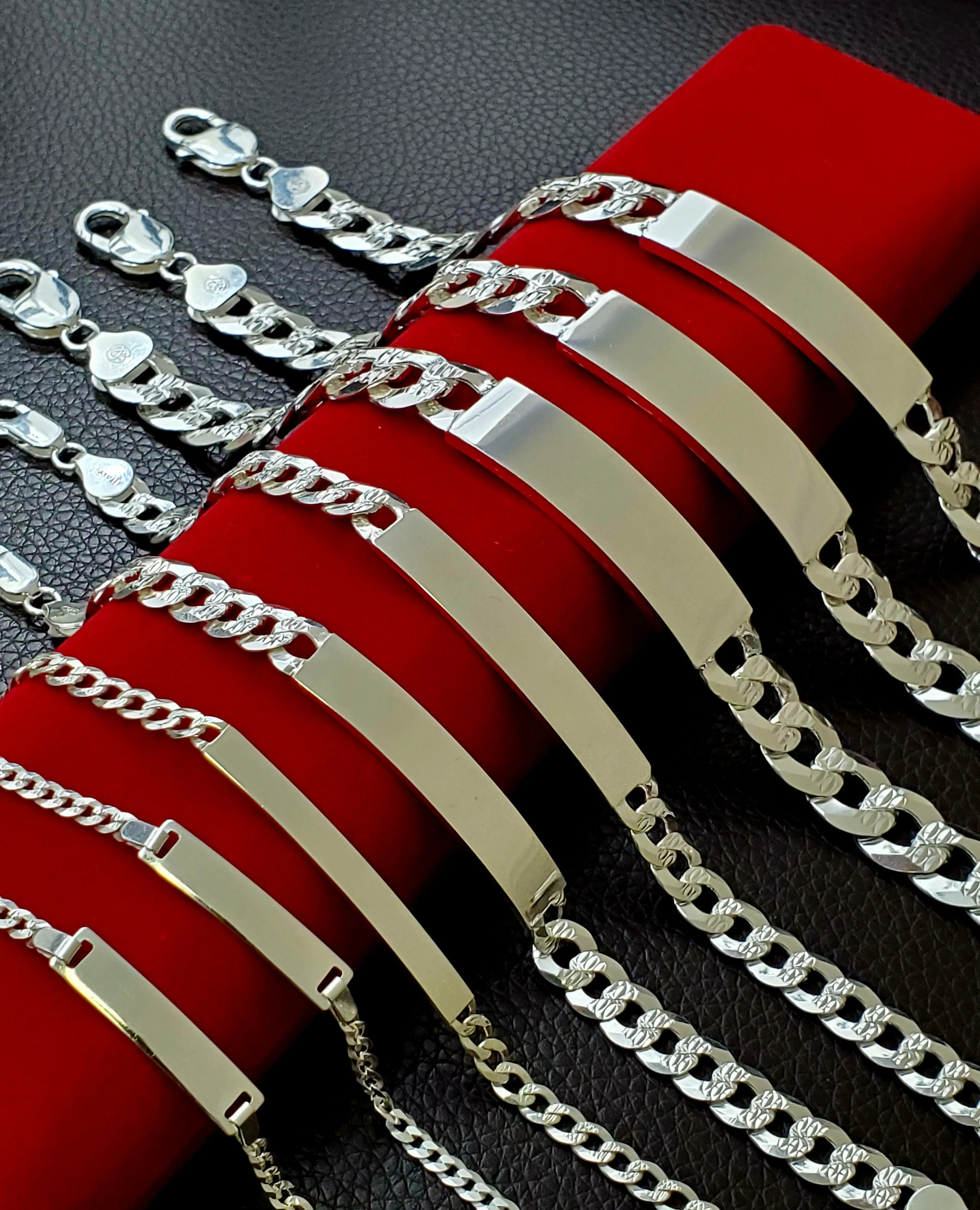 925 Sterling Italian Silver Cuban Link ID Bracelet Men and Women (FREE ENGRAVING)