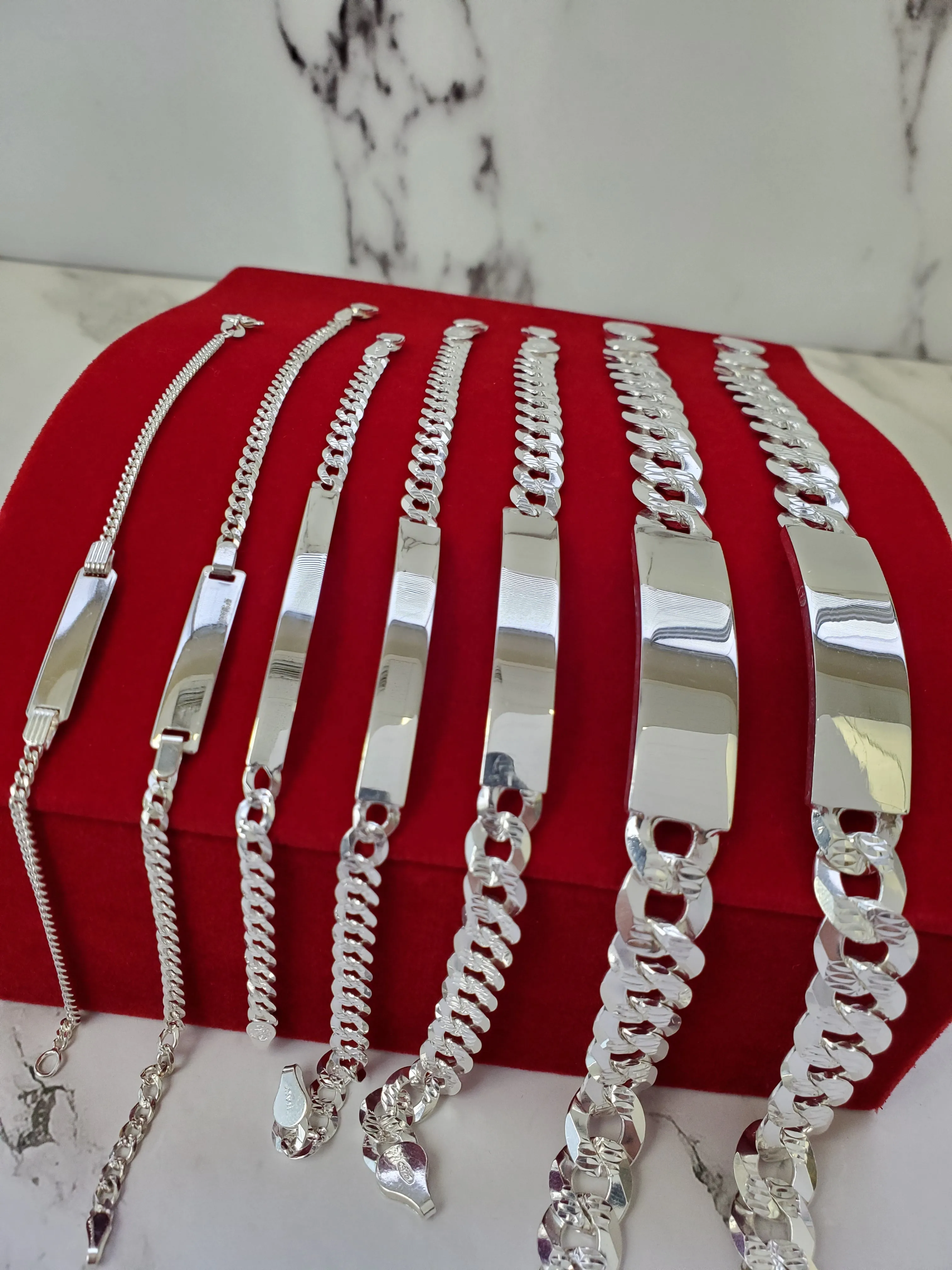 925 Sterling Italian Silver Cuban Link ID Bracelet Men and Women (FREE ENGRAVING)
