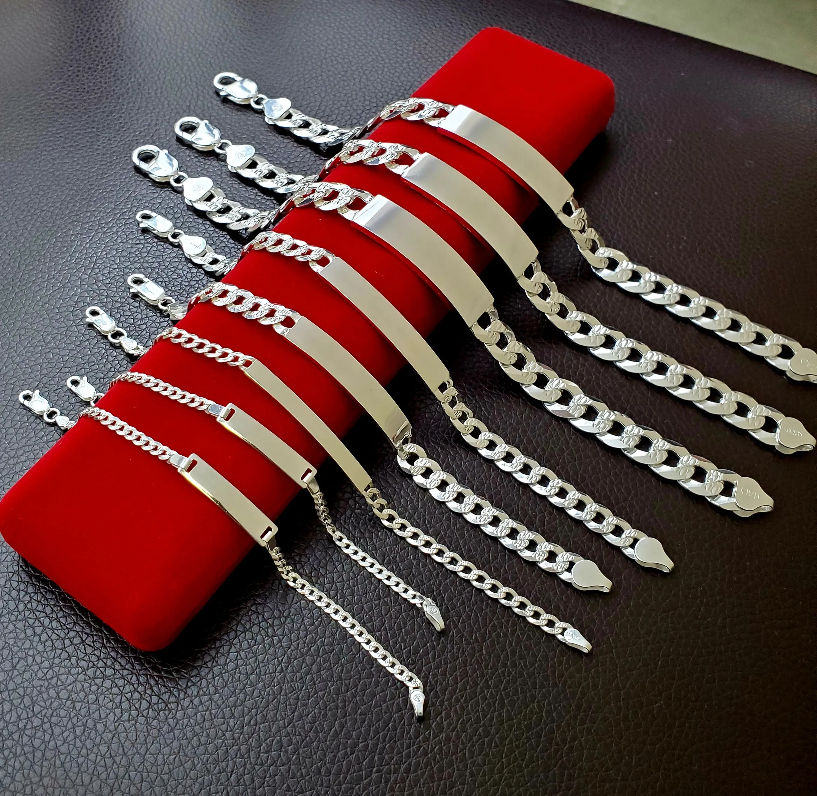 925 Sterling Italian Silver Cuban Link ID Bracelet Men and Women (FREE ENGRAVING)
