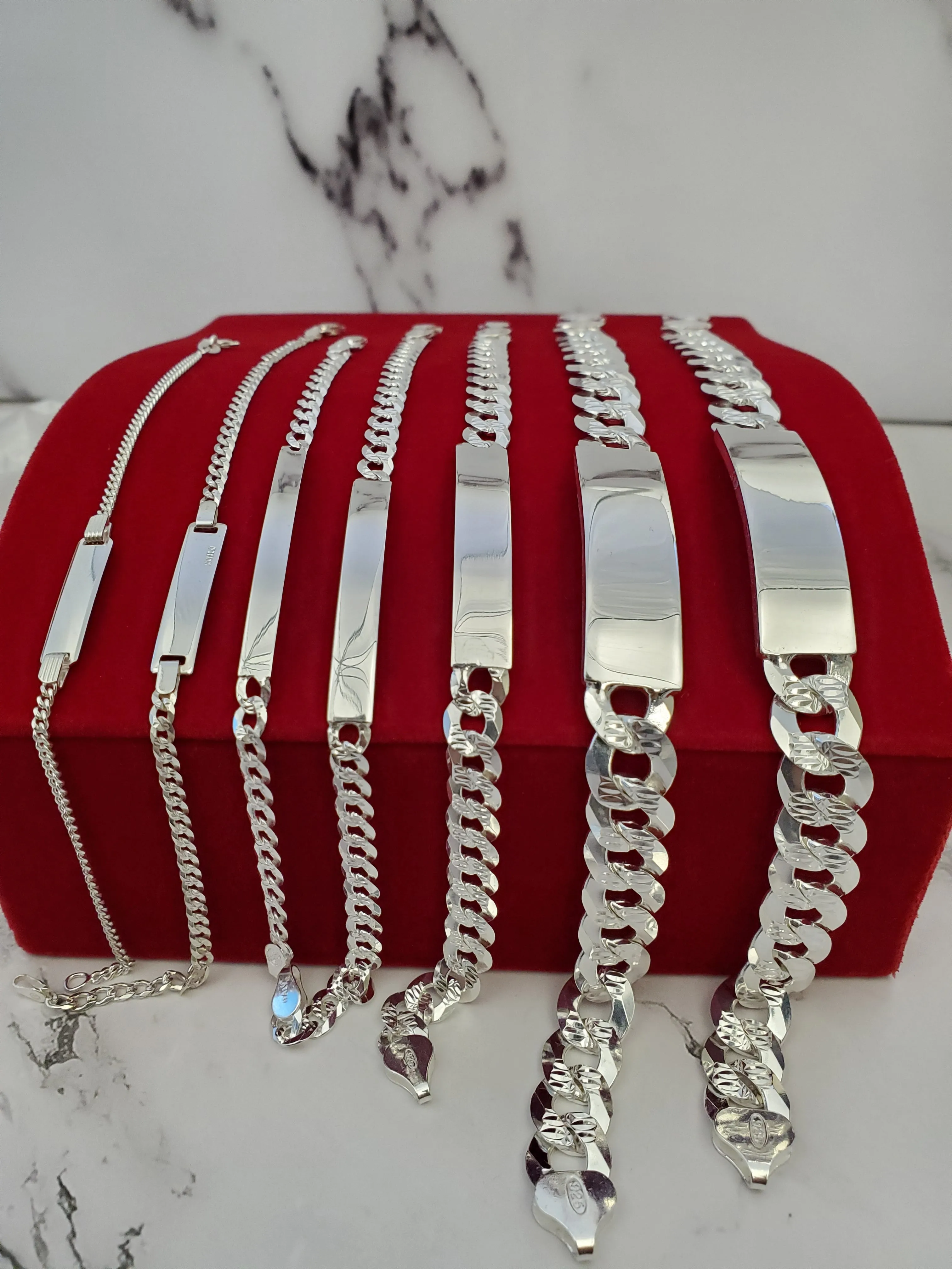 925 Sterling Italian Silver Cuban Link ID Bracelet Men and Women (FREE ENGRAVING)