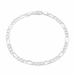 925 Sterling Silver 4mm Solid Figaro ITProLux Bracelet