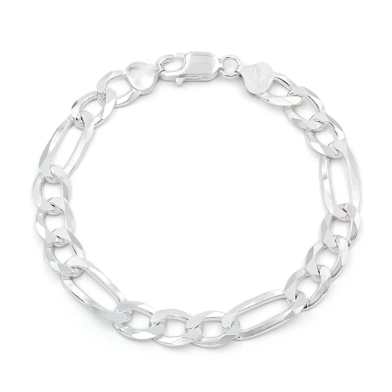 925 Sterling Silver 8.5mm Solid Figaro ITProLux Bracelet