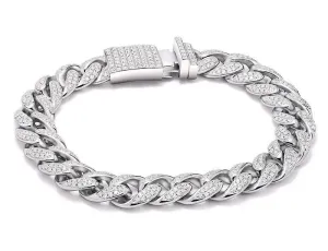 9k Luxury Miami Cuban Link Chain Moissanite Bracelet Men | Micro Pave White Gold Cuban Link Chain | Hip Hop Bracelet | Cuban Link Bracelet