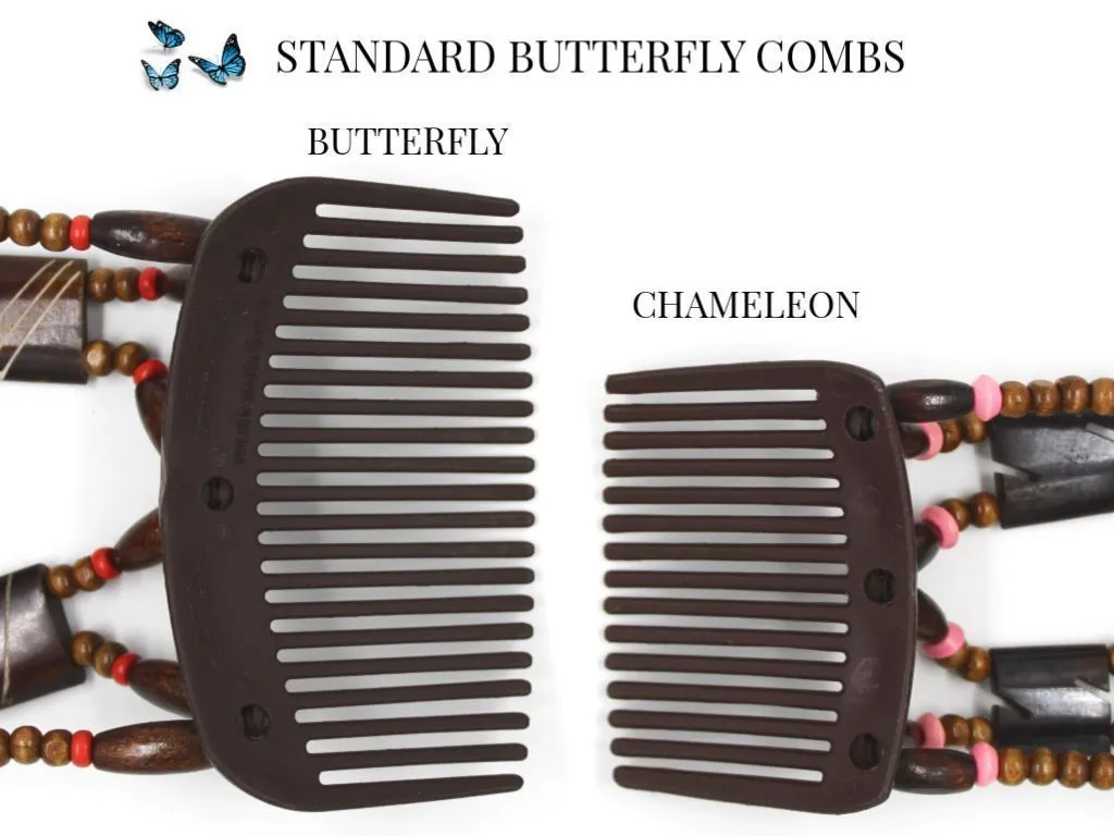African Butterfly Thick Hair Comb - Ndebele Black 73
