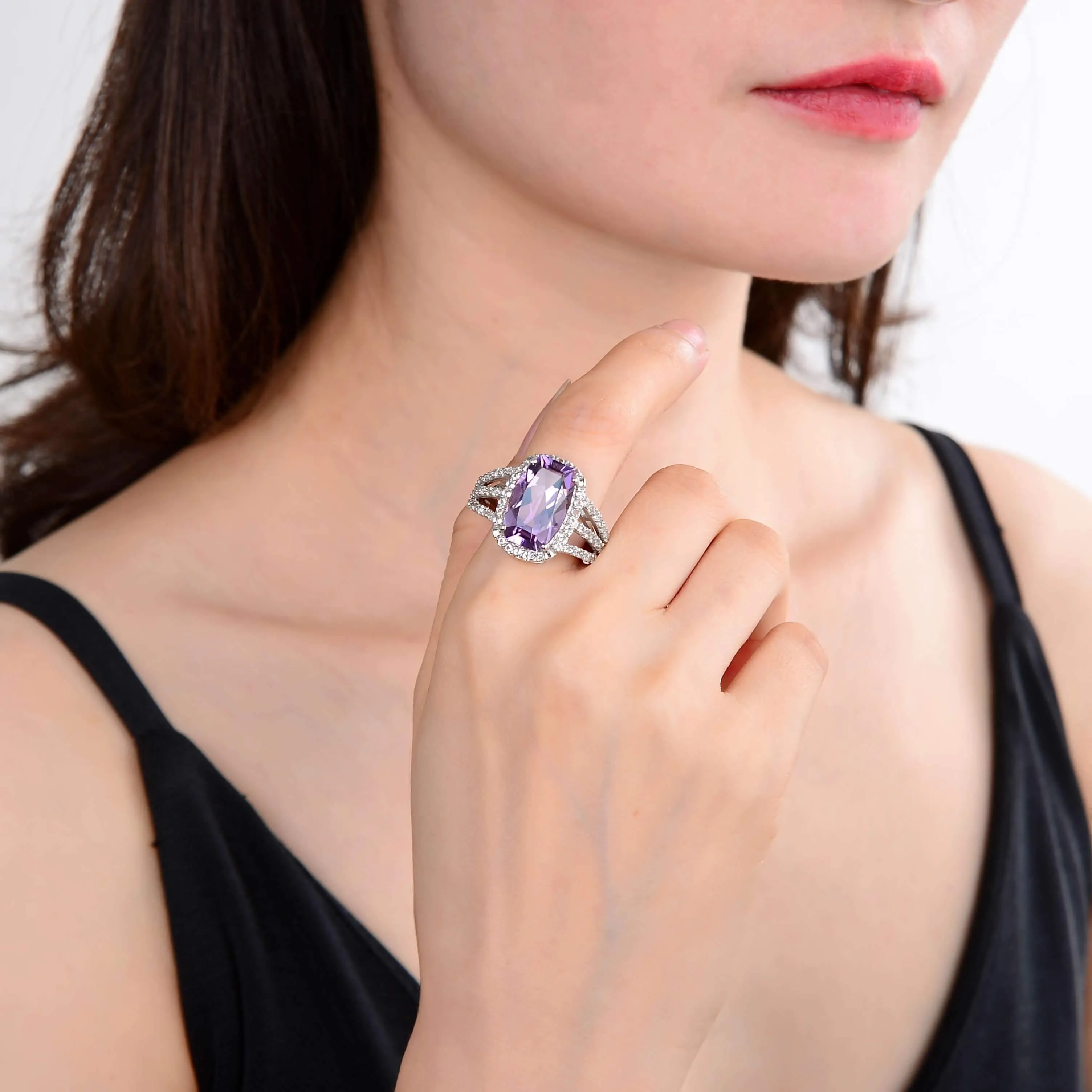 Amethyst Cushion Statement Ring