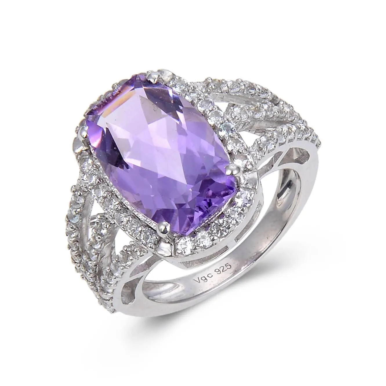 Amethyst Cushion Statement Ring