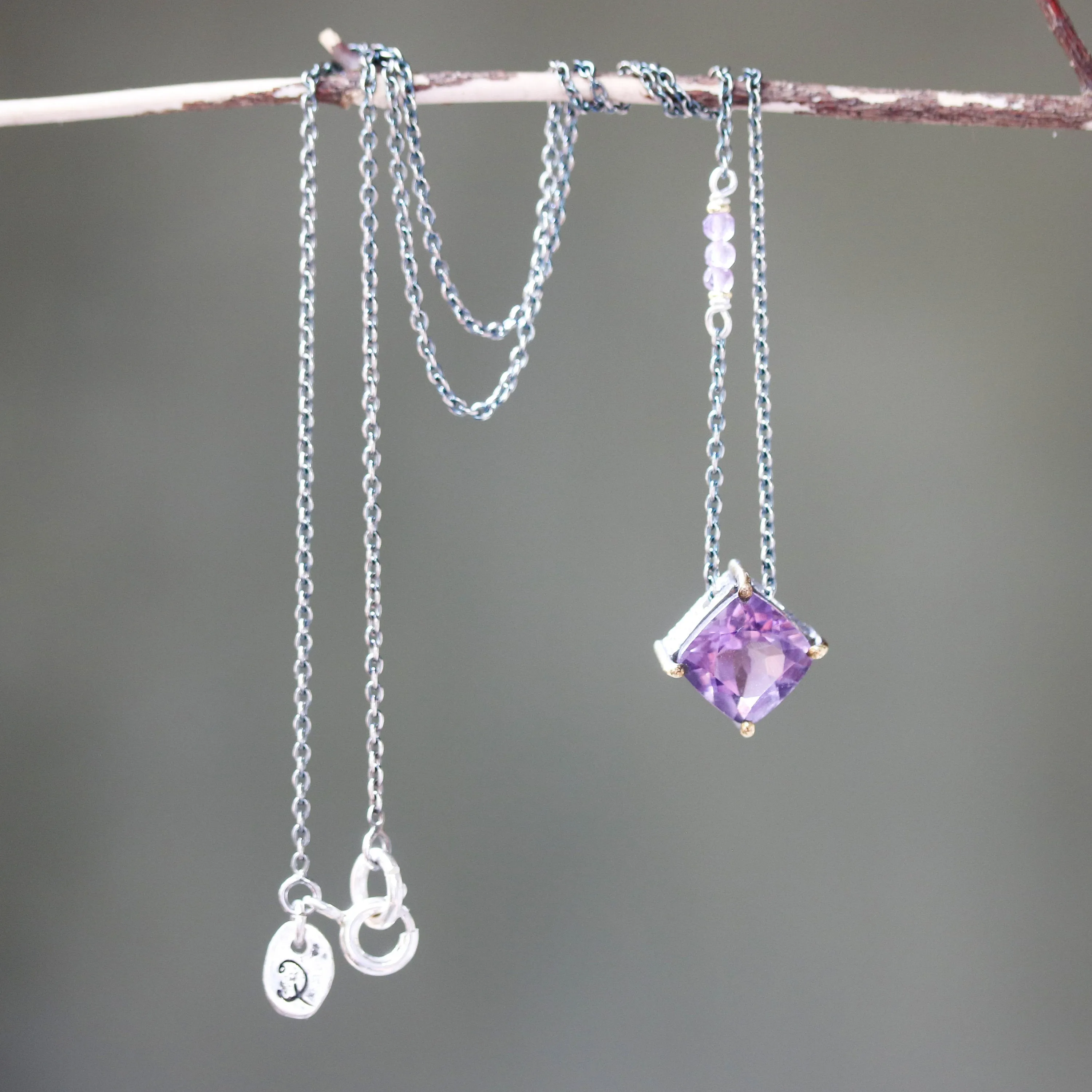 Amethyst pendant, Amethyst necklace, Silver necklace, Gemstone necklace, boho jewellery, boho necklace, birthstone jewellery