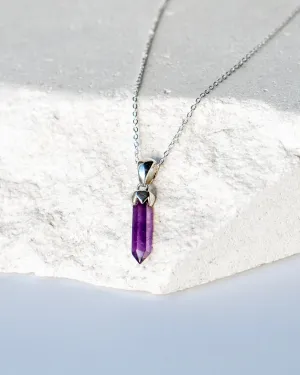 Amethyst Point Pendant 925 Sterling Silver Crystal Necklace