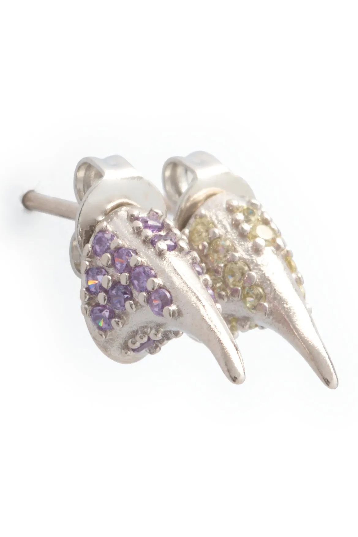 AMETHYST SOFT YELLOW RHINESTONE HORN STUDS