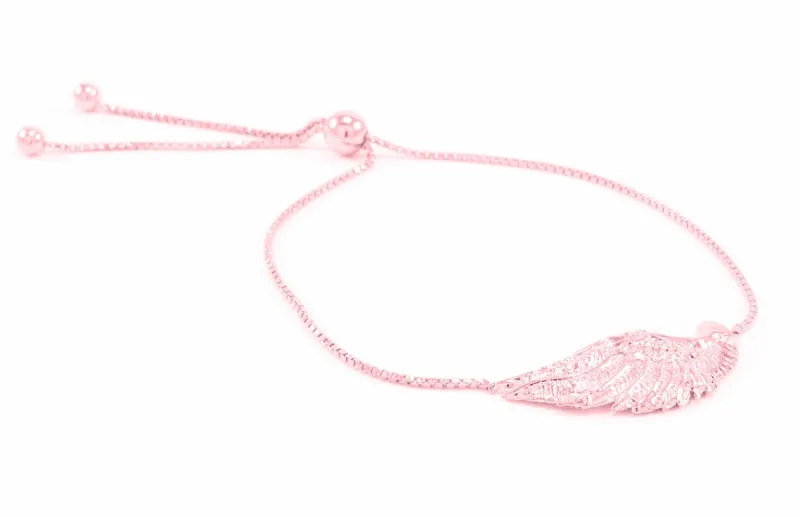 Angel Wing Bolo Friendship Bracelet, White Rhodium