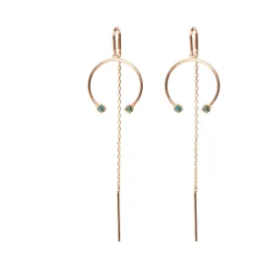 Anné Gangel Floating Green Diamond Horseshoe Hoop Threaders