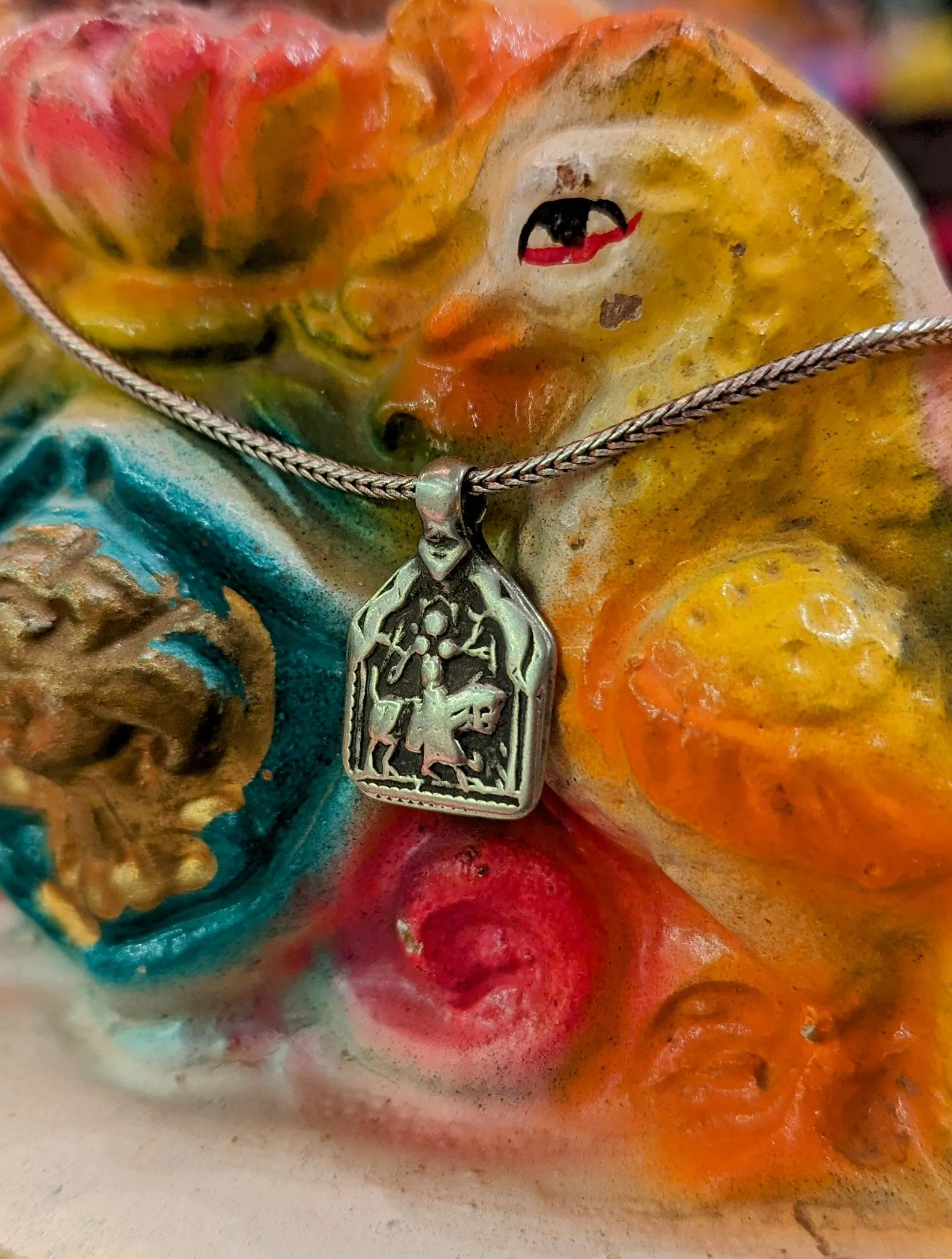 Antique Indian god amulet pendants - Durga