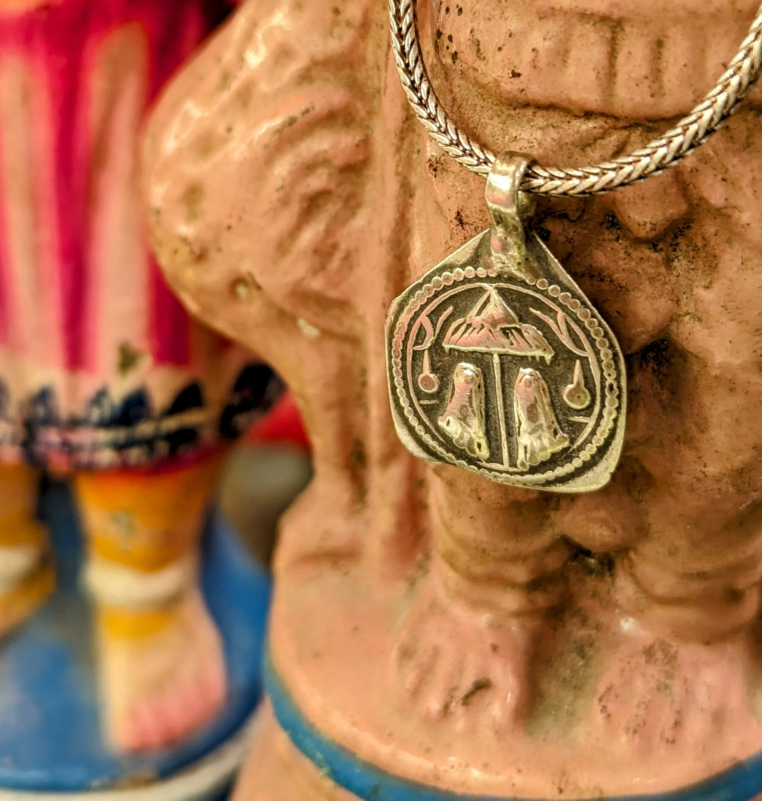 Antique Indian god amulet pendants - Vishnus feet