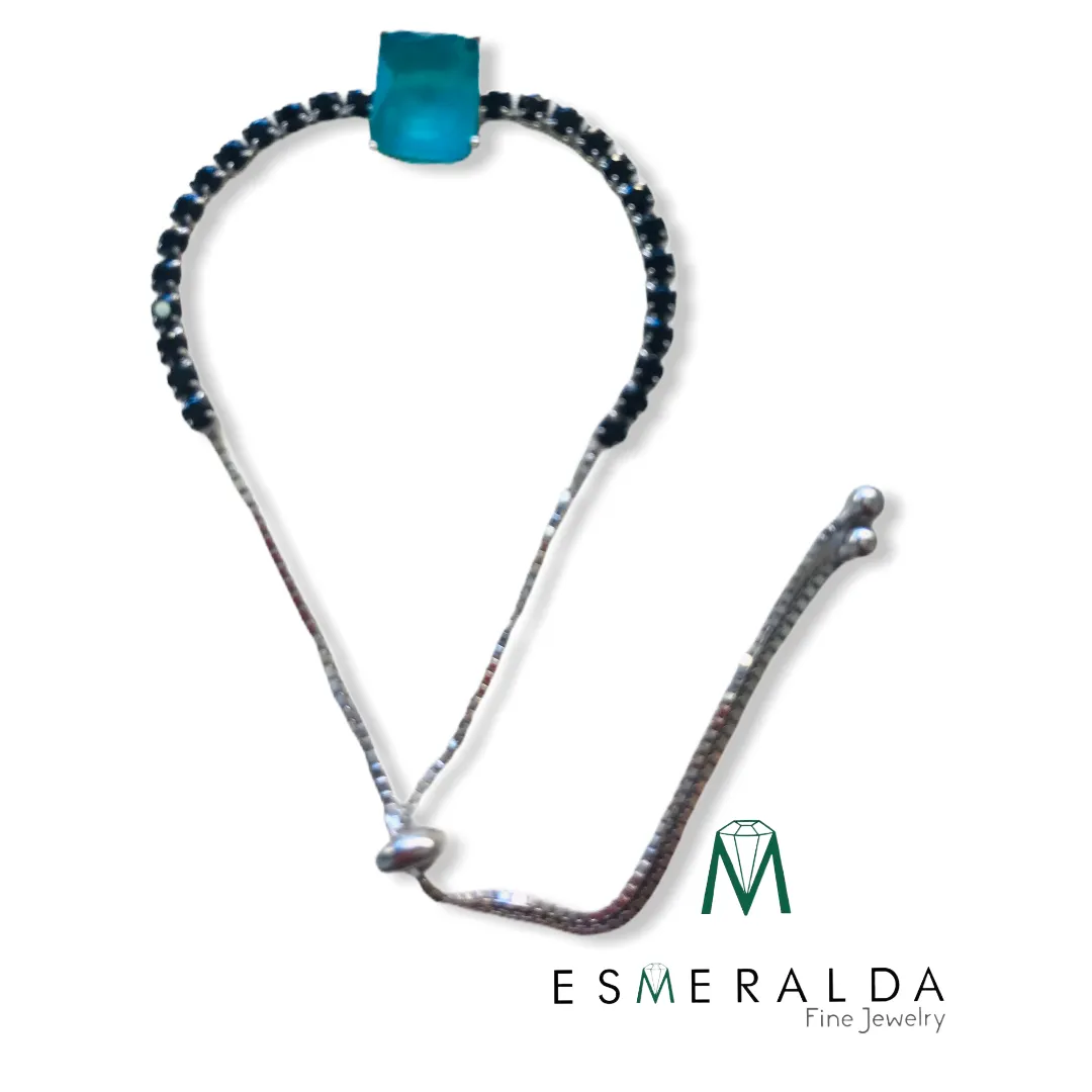 Aqua Gemstone Adjustable Bracelet