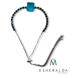 Aqua Gemstone Adjustable Bracelet