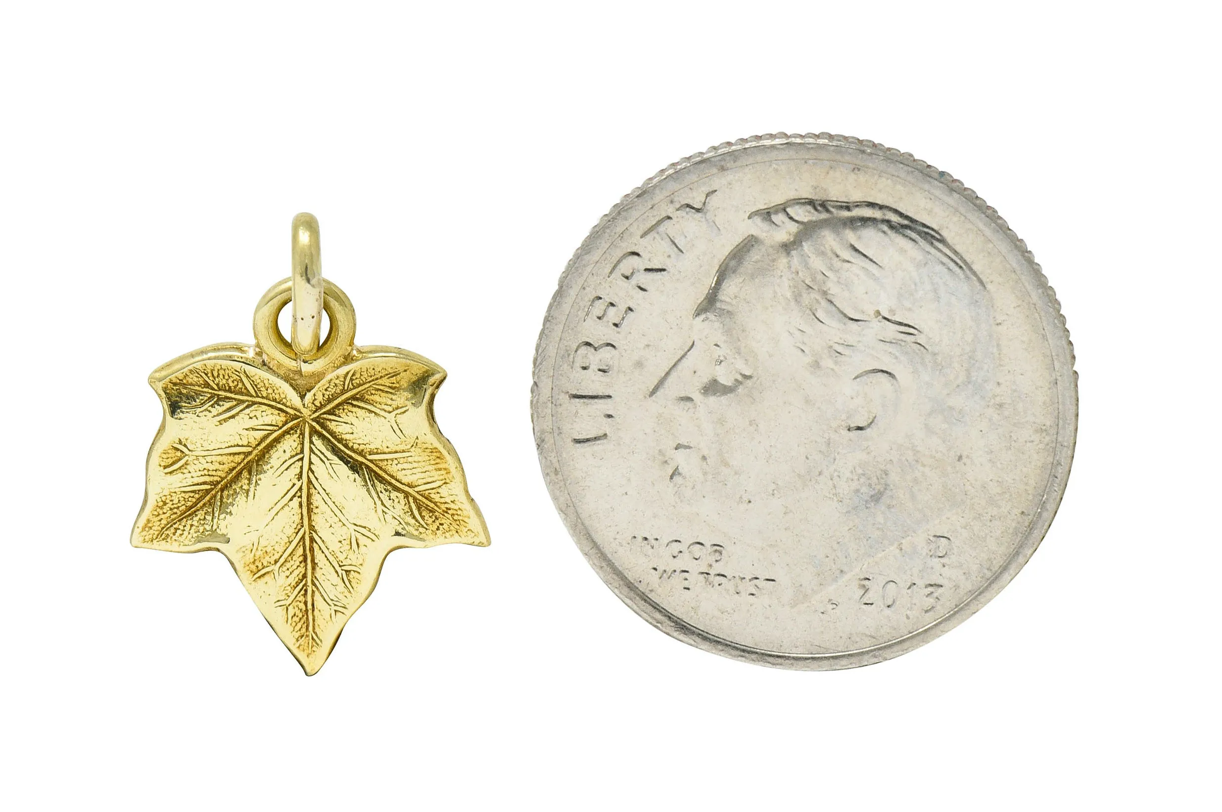 Art Nouveau 14 Karat Gold Ivy Leaf Charm