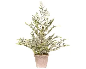 Artificial winter juniper tree in planter