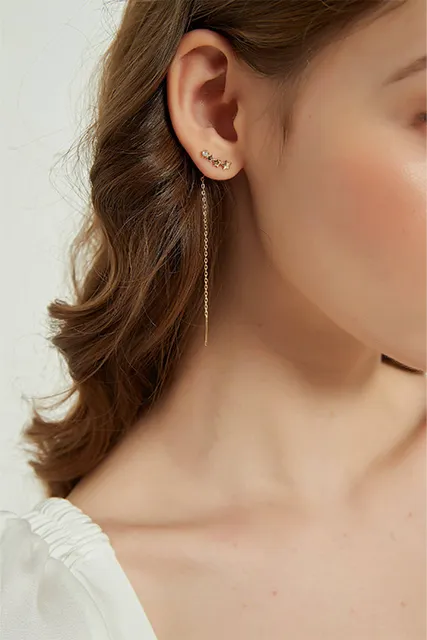 ARYA GOLD-PLATED STAR THREADER EARRINGS