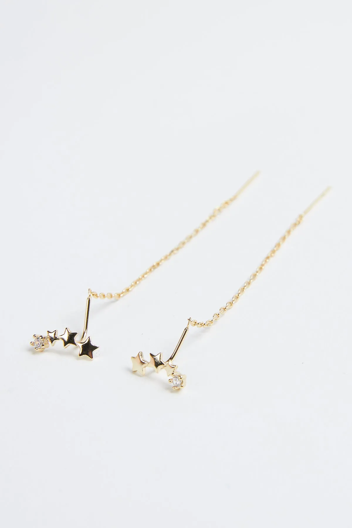 ARYA GOLD-PLATED STAR THREADER EARRINGS