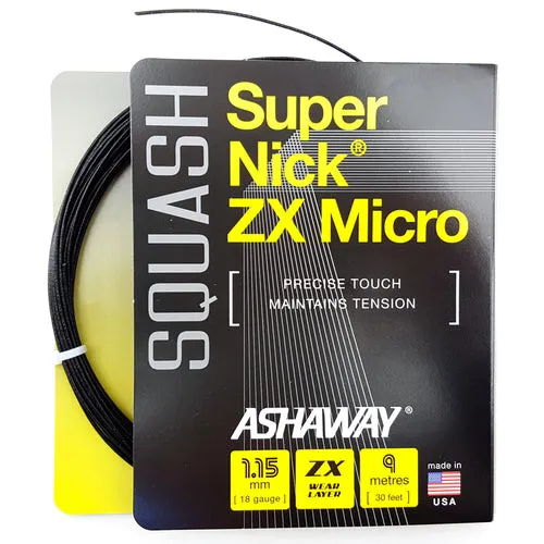 Ashaway Supernick ZX Micro 18 Squash String Set - Black