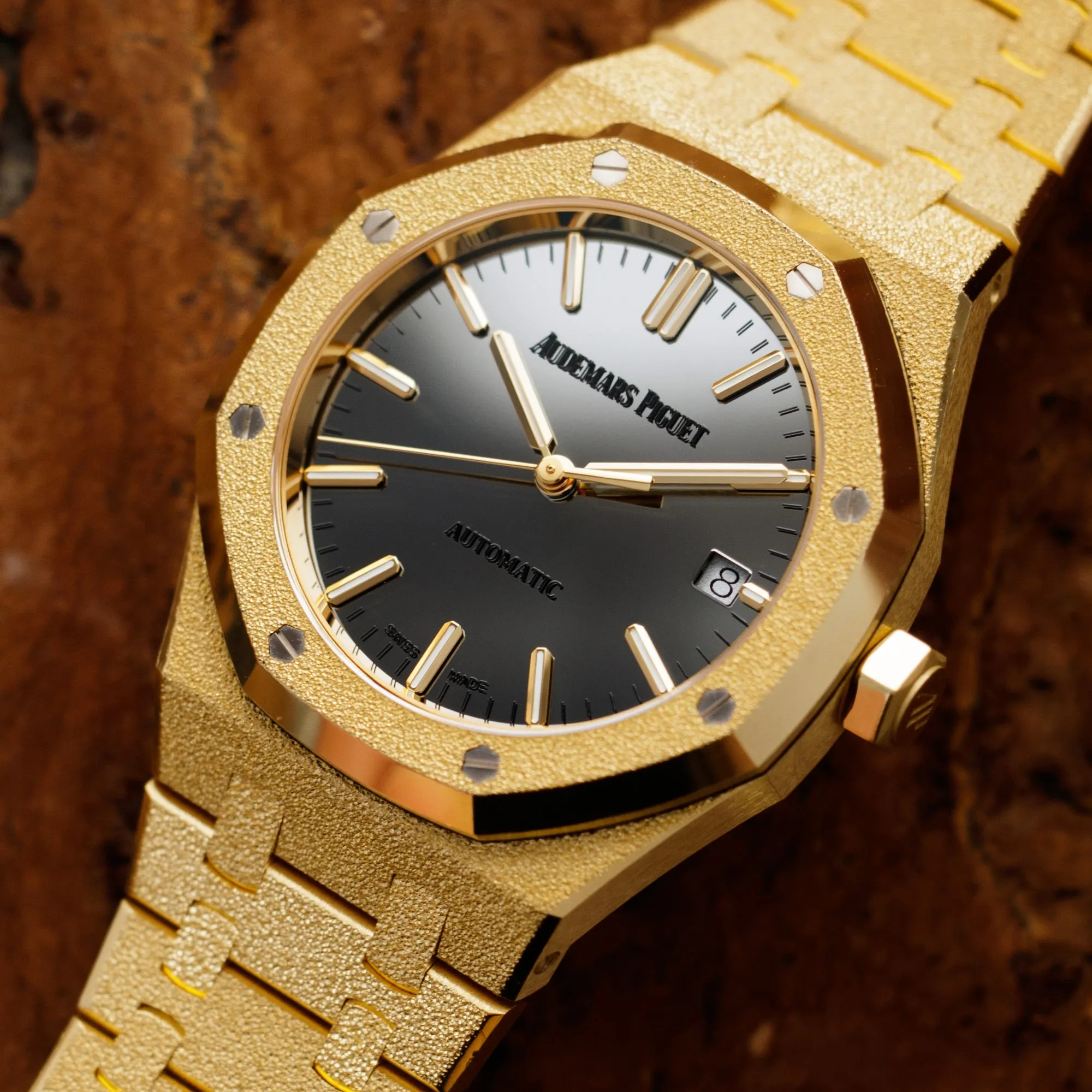 Audemars Piguet Frosted Yellow Gold Carolina Bucci Royal Oak Ref. 15454