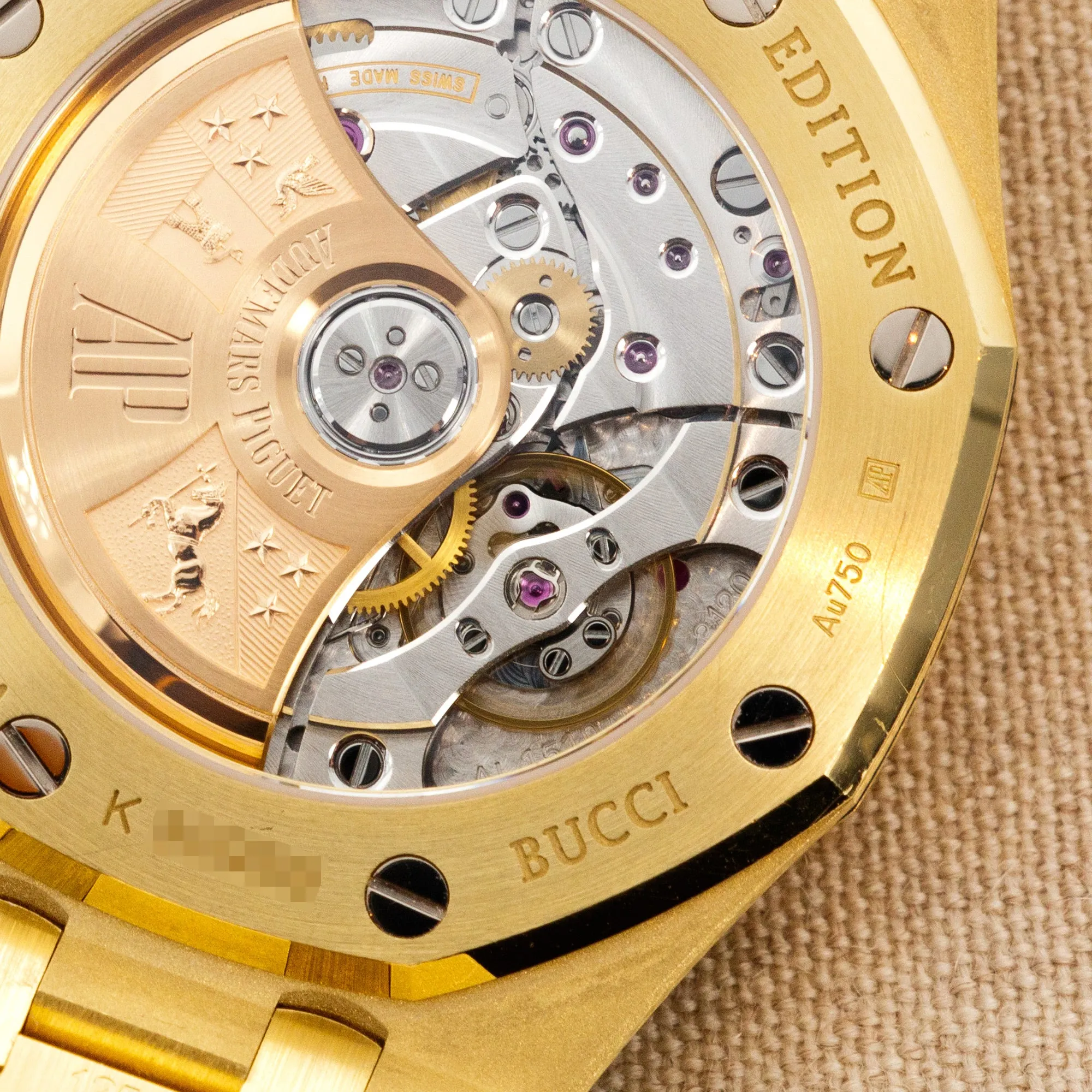 Audemars Piguet Frosted Yellow Gold Carolina Bucci Royal Oak Ref. 15454