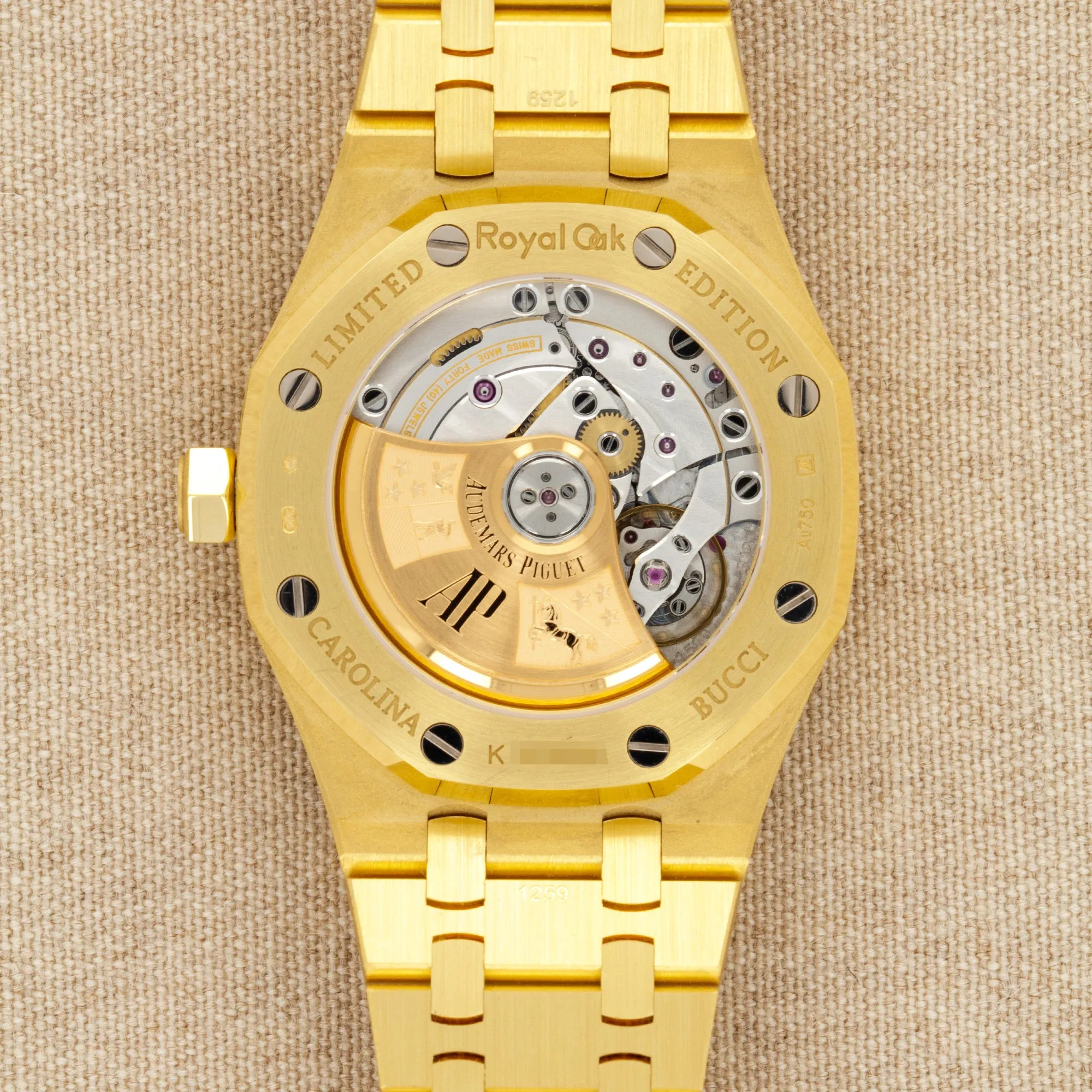 Audemars Piguet Frosted Yellow Gold Carolina Bucci Royal Oak Ref. 15454