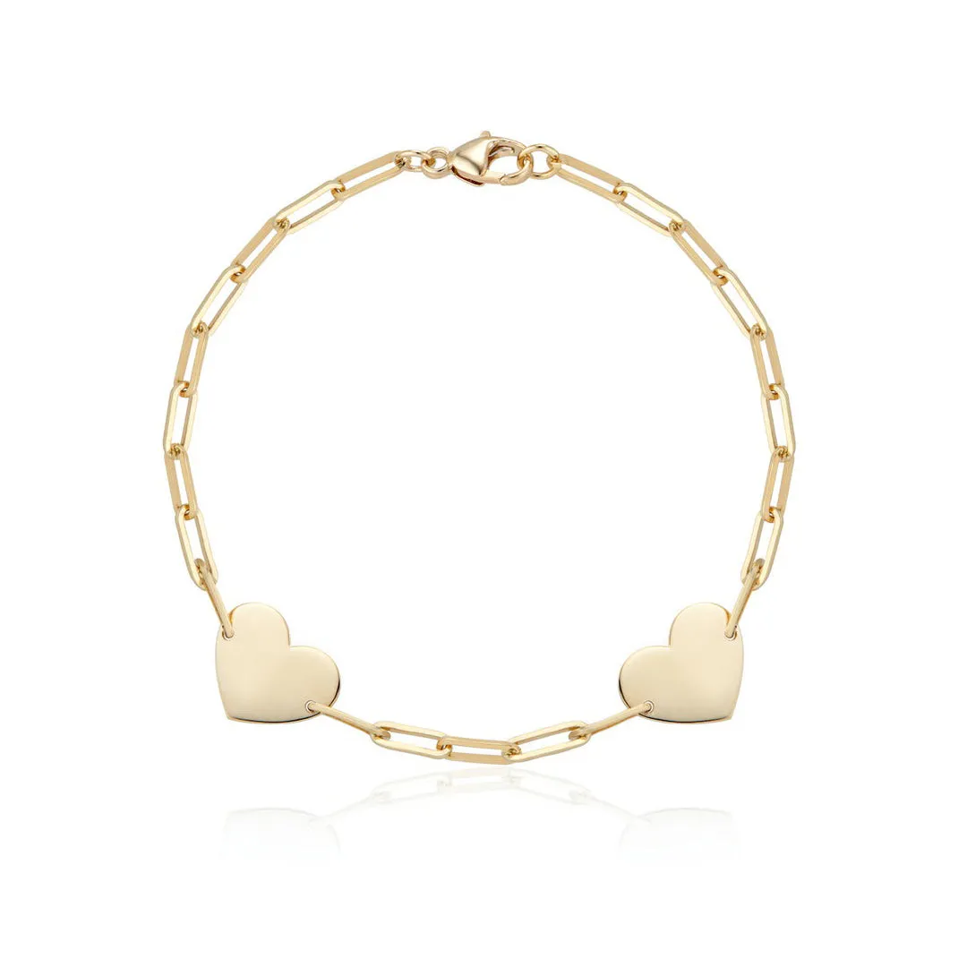 Aurelia Demark 18K Gold Delicate Two Hearts Bracelet