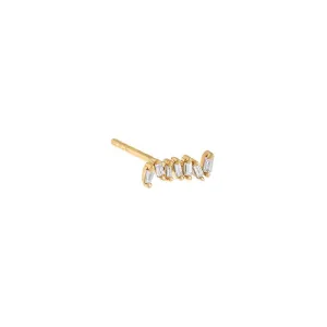 Baguette Diamond Zig Zag Stud Earring 14K