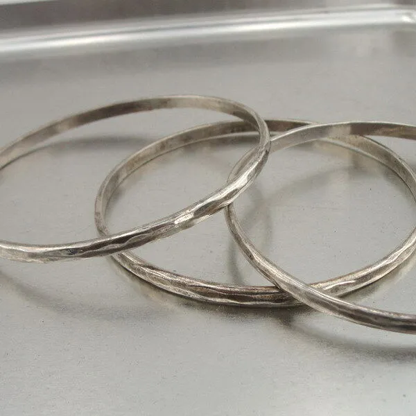 Bangle Bracelet 925 Sterling Silver hammered Handmade Gift Hadar Designers  () 3