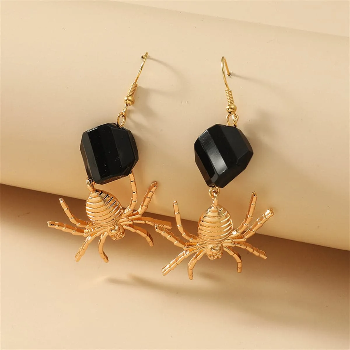 Black Acrylic & 18K Gold-Plated Spider Drop Earrings
