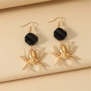 Black Acrylic & 18K Gold-Plated Spider Drop Earrings