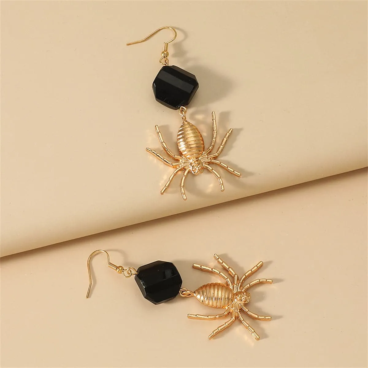 Black Acrylic & 18K Gold-Plated Spider Drop Earrings