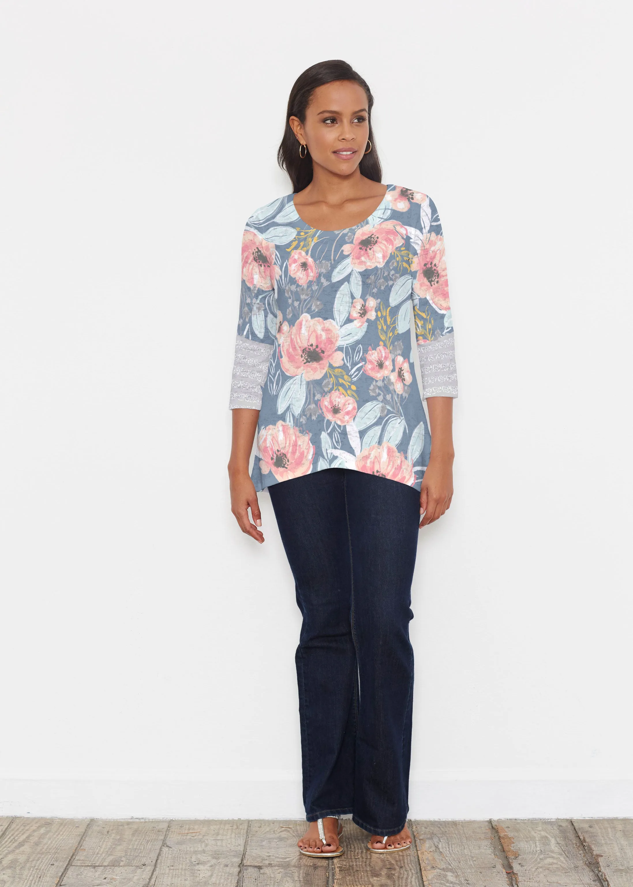 Blossoming Blooms (16226) ~ Katherine Hi-Lo Thermal Tunic