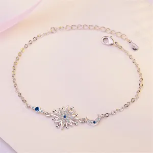 Blue Crystal & Silver-Plated Star & Moon Bracelet