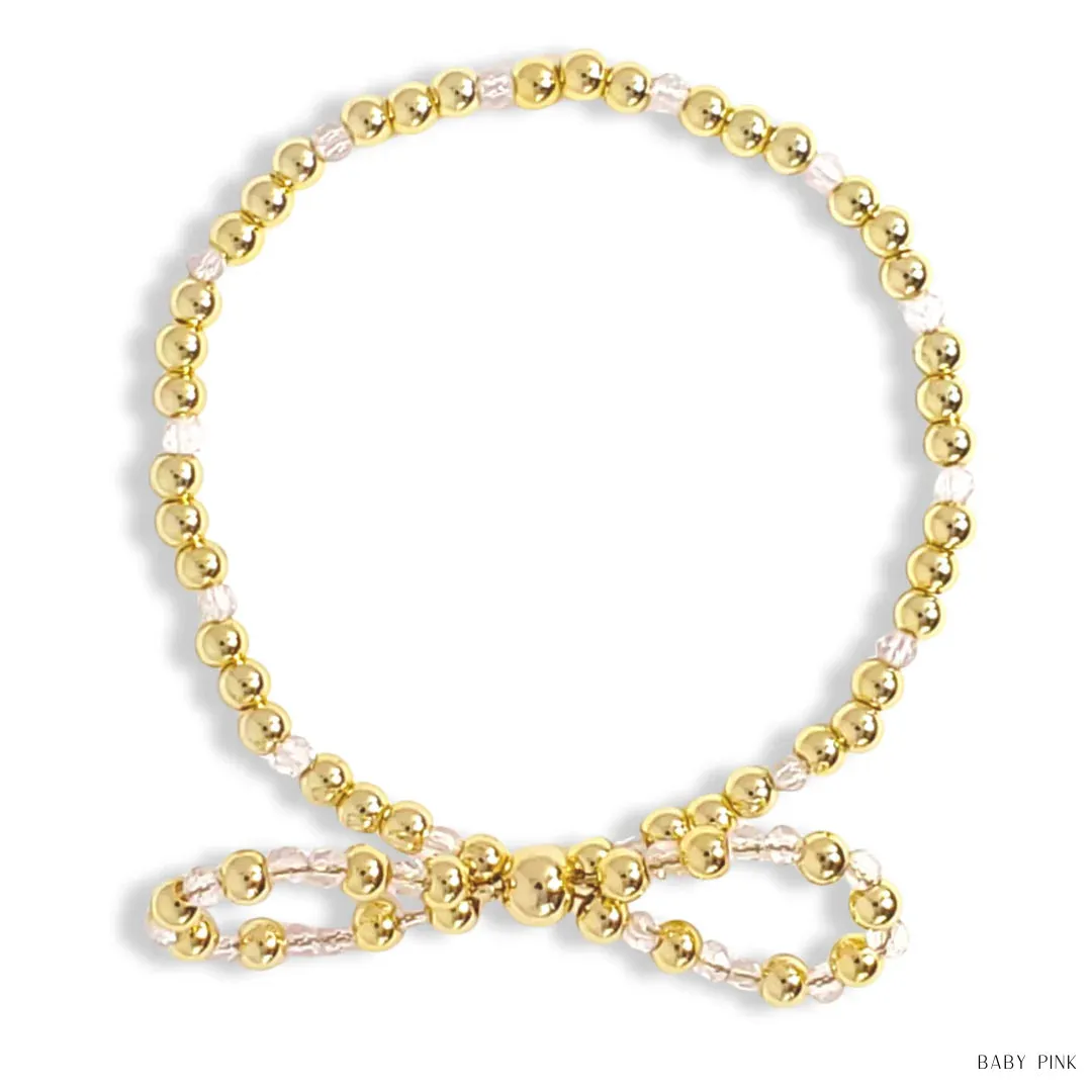 Bow Gold Filled & Crystal Beaded Bracelet