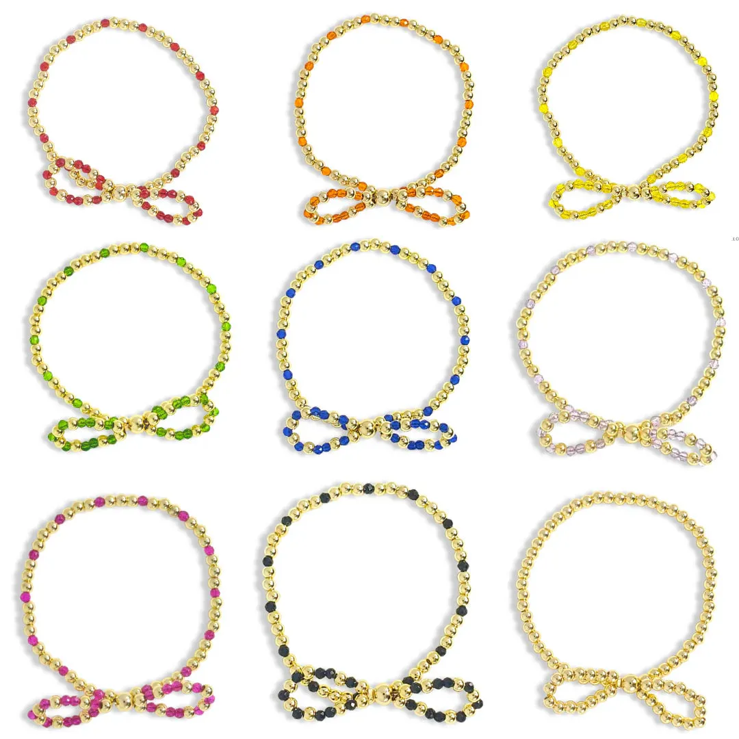 Bow Gold Filled & Crystal Beaded Bracelet