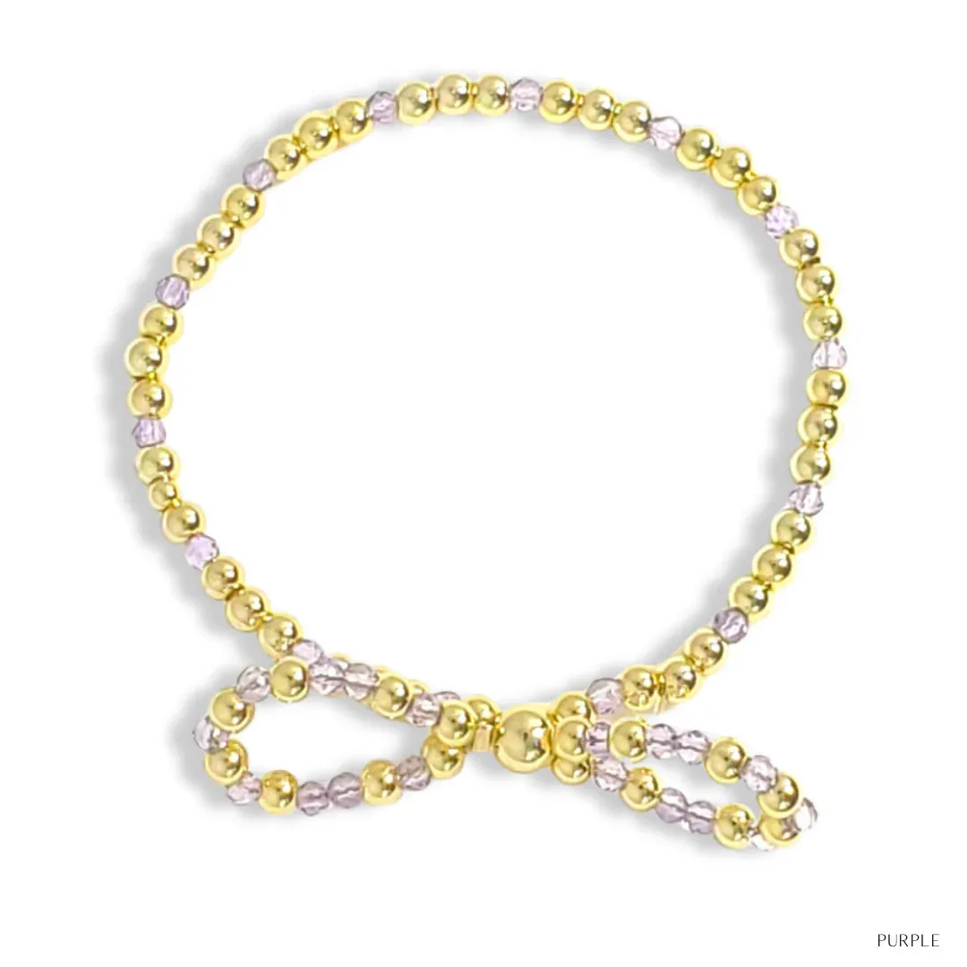 Bow Gold Filled & Crystal Beaded Bracelet