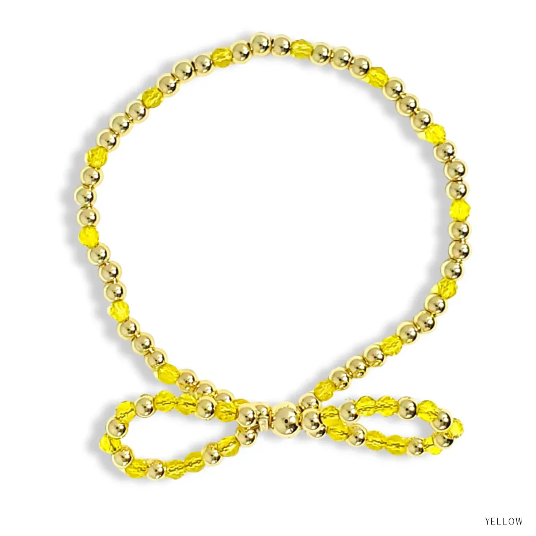 Bow Gold Filled & Crystal Beaded Bracelet