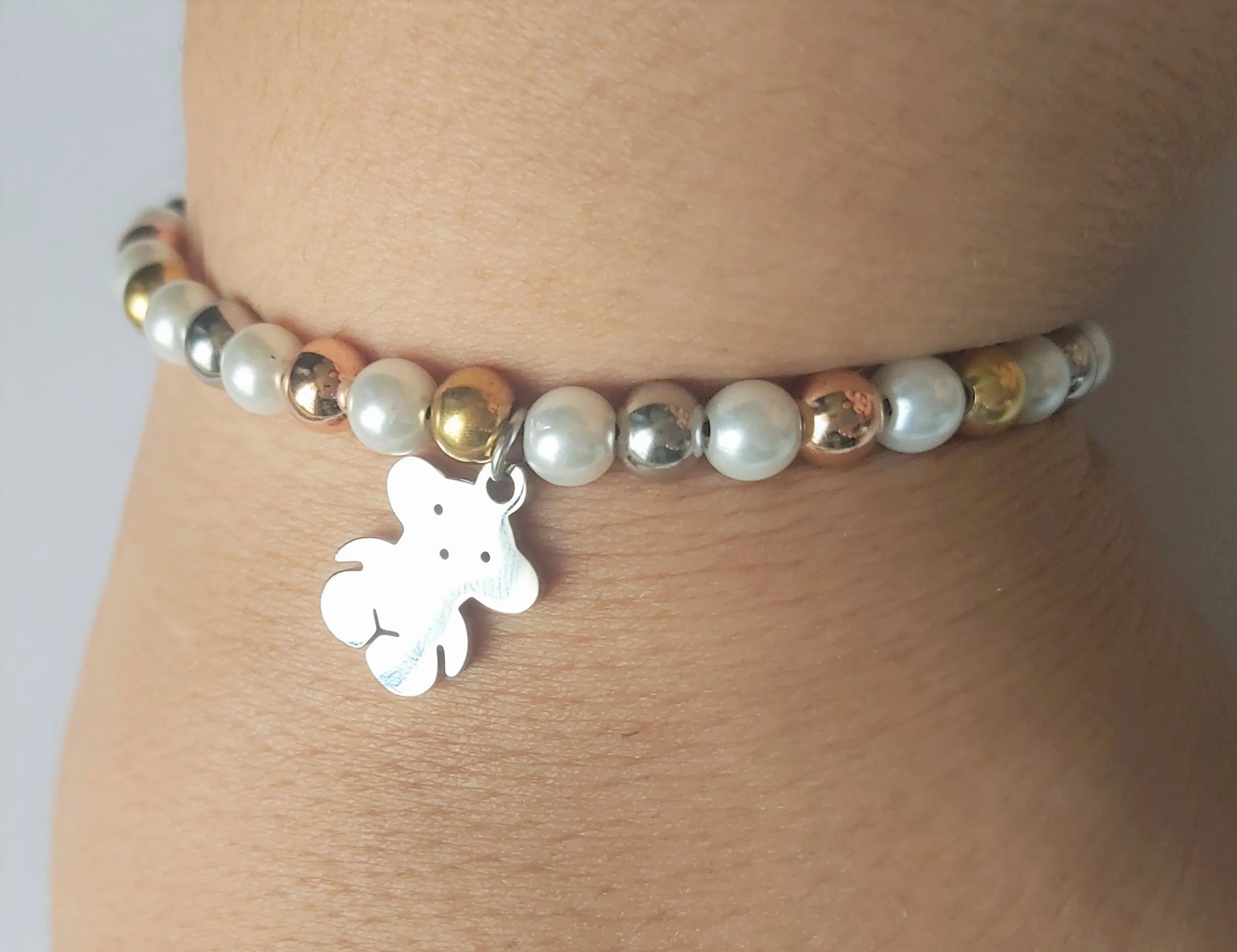 Bracelet Silver Gold Pearl