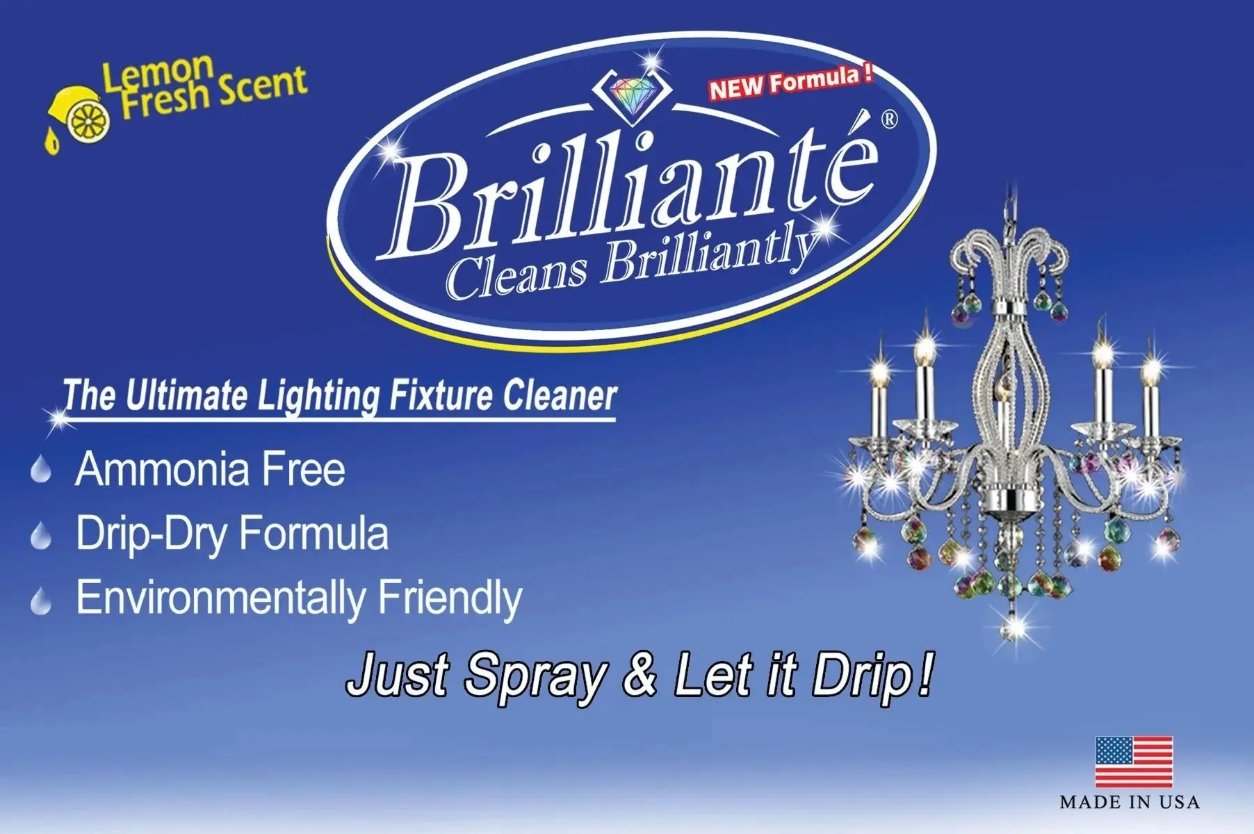 Brillianté Crystal Cleaner For Chandeliers 32oz Bottle   Refill Bottle (4 Pack)
