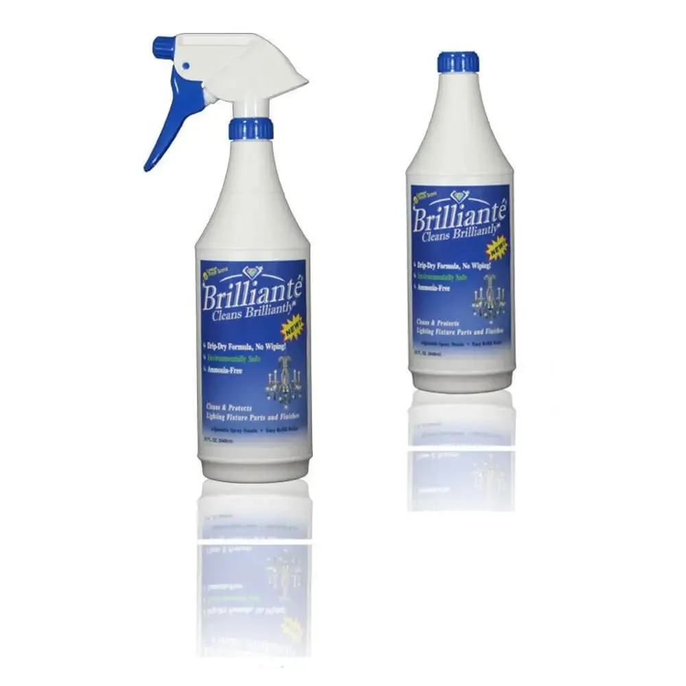 Brillianté Crystal Cleaner For Chandeliers 32oz Bottle   Refill Bottle (4 Pack)