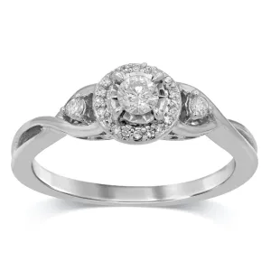 Brilliant Miracle Halo Ring with 1/4ct of Diamonds in 9ct White Gold