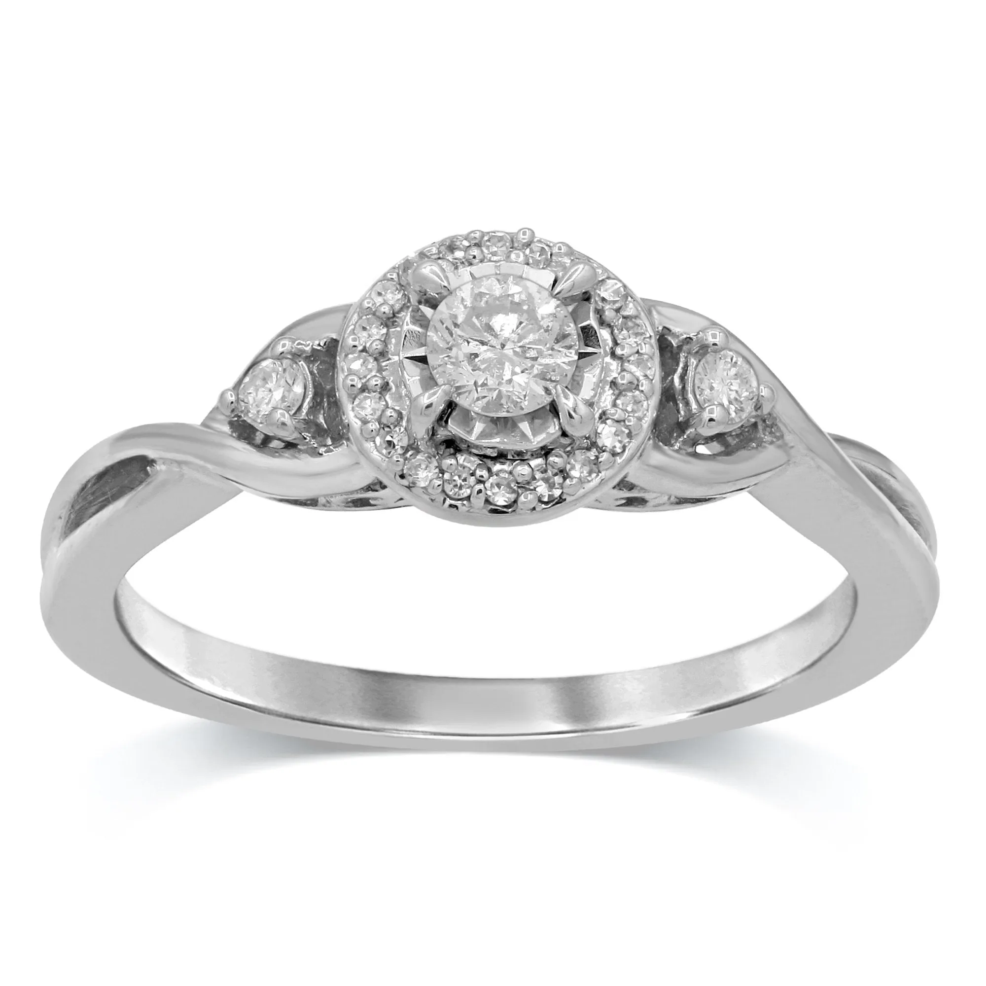 Brilliant Miracle Halo Ring with 1/4ct of Diamonds in 9ct White Gold
