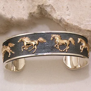 Cantering Horse Cuff Bracelet, 3/4"w